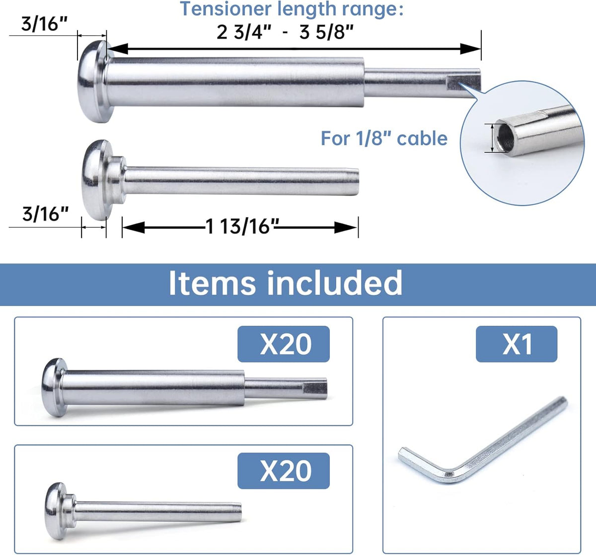 20Pair Cable Railing Kit Invisible 1/8 T316 Stainless Steel V37003
