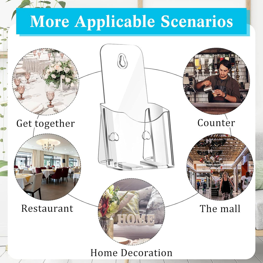 Clear Acrylic Brochure Holder with Adhesive Hooks, Pack of 2 T7242