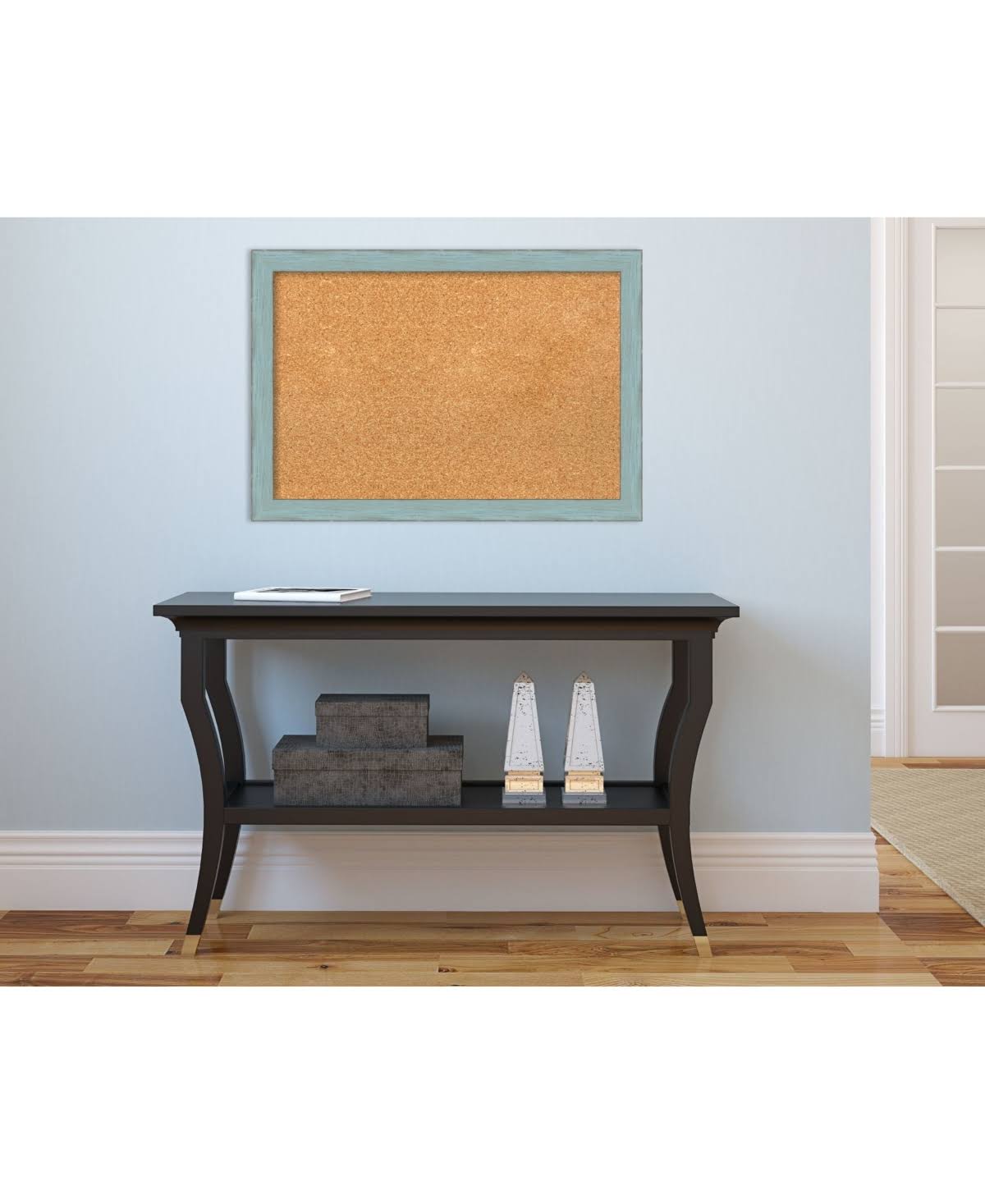 Sky Blue Rustic Framed Cork Board A4907