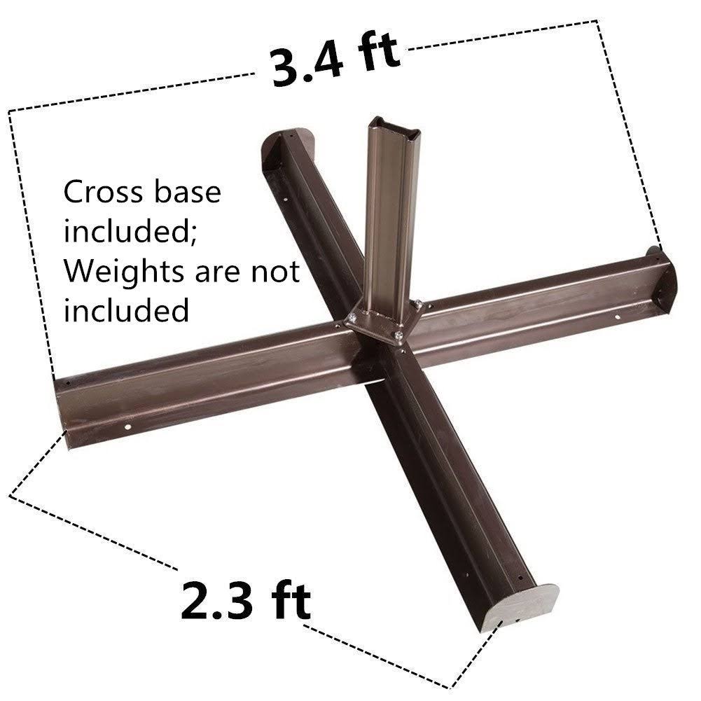 Brown Cantilever Umbrella with Cross Base X740283