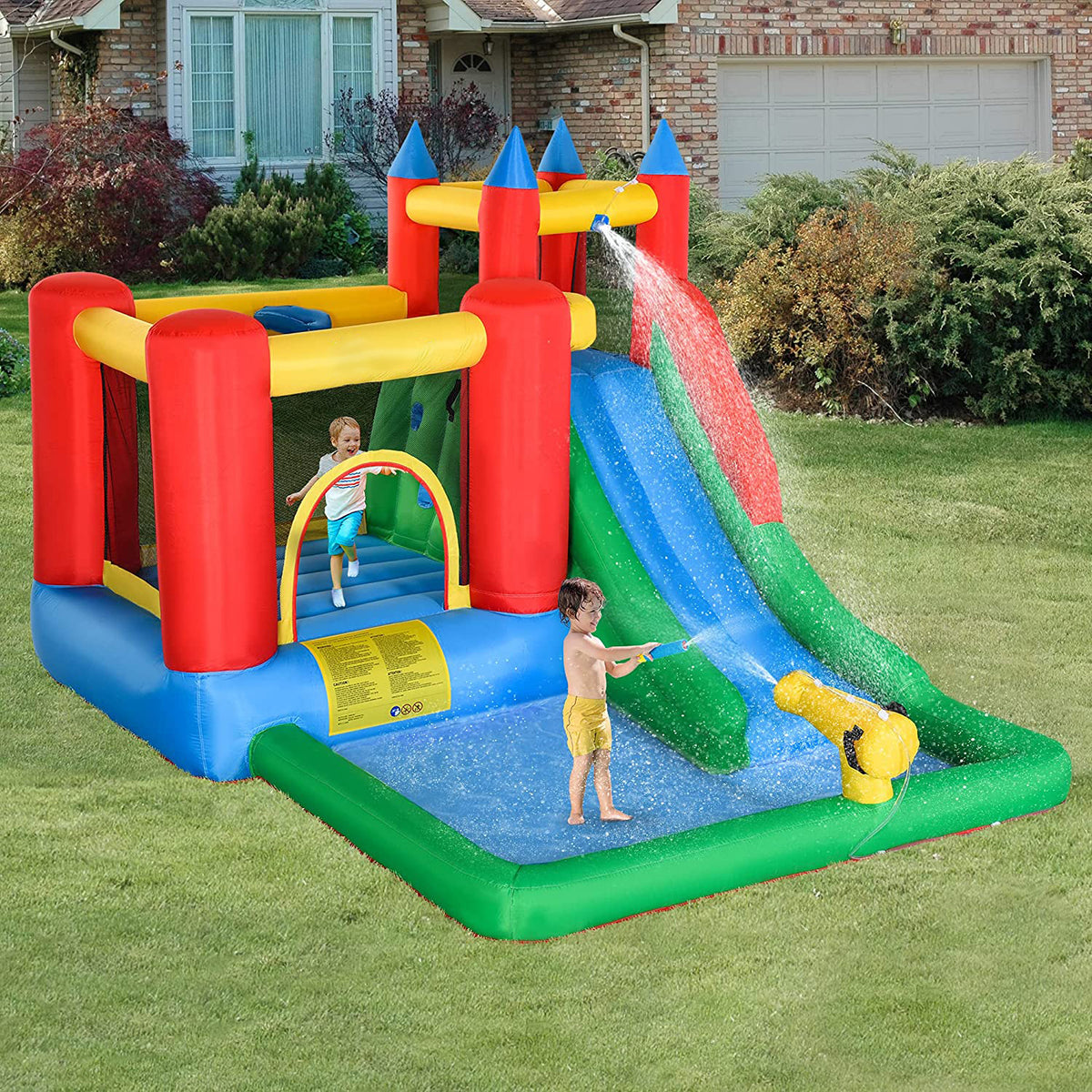 6 in 1 Inflatable Water Slide Bounce House with Air Blower T617