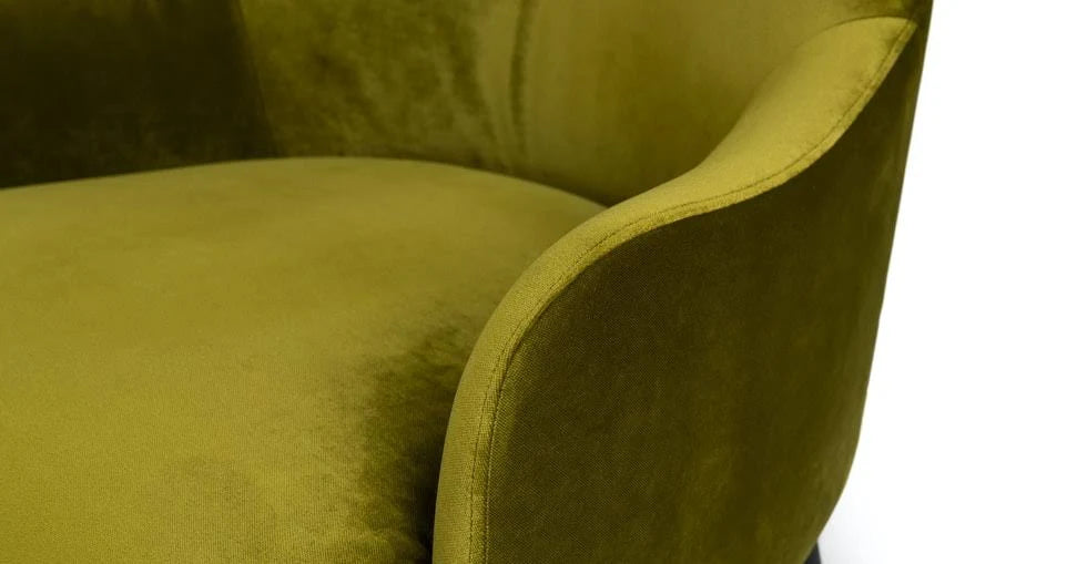 Green Velvet Armchair with Black Metal Legs S136