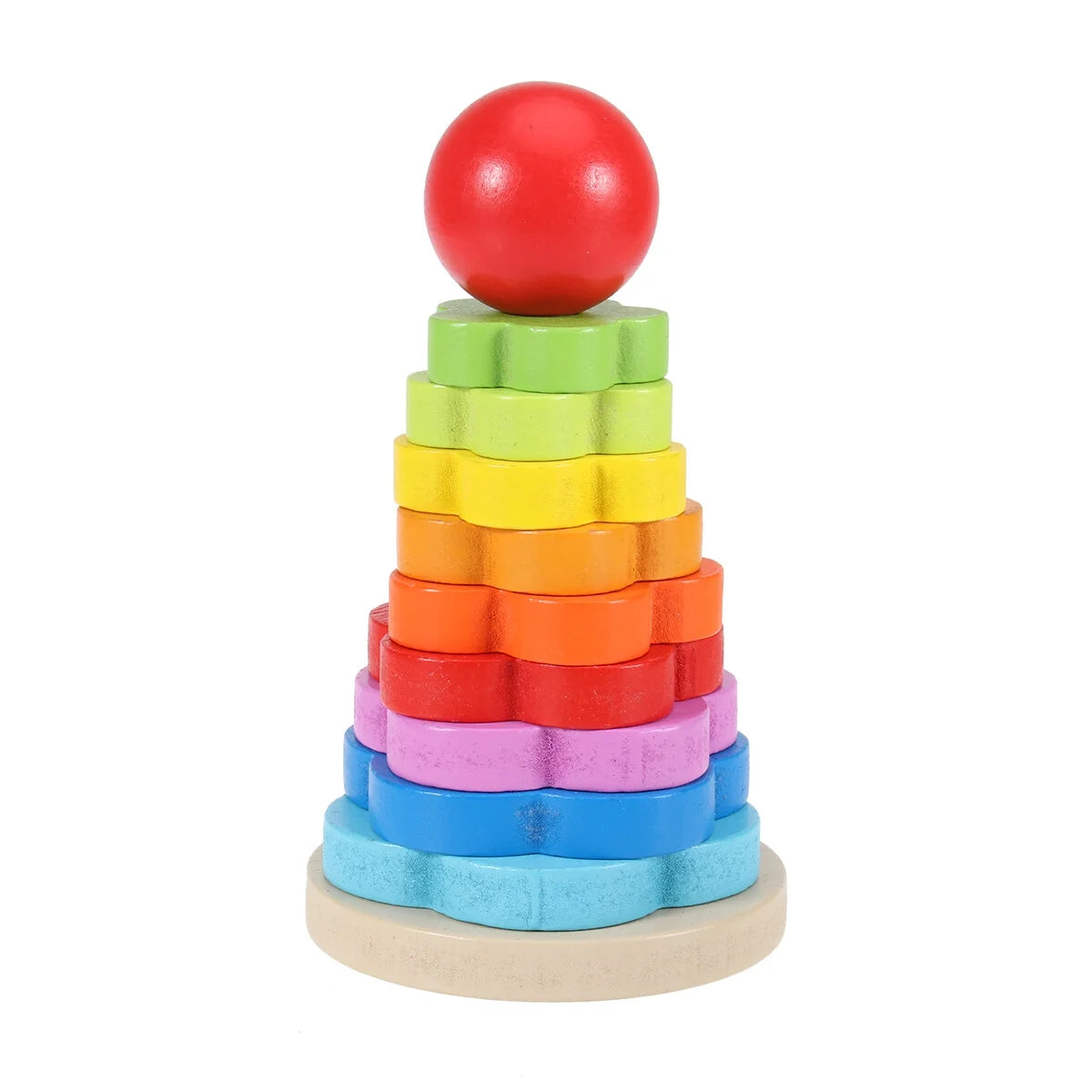 Rainbow Stacking Game Toy Circle Building Blocks Tower Educational Wooden Toy L841022