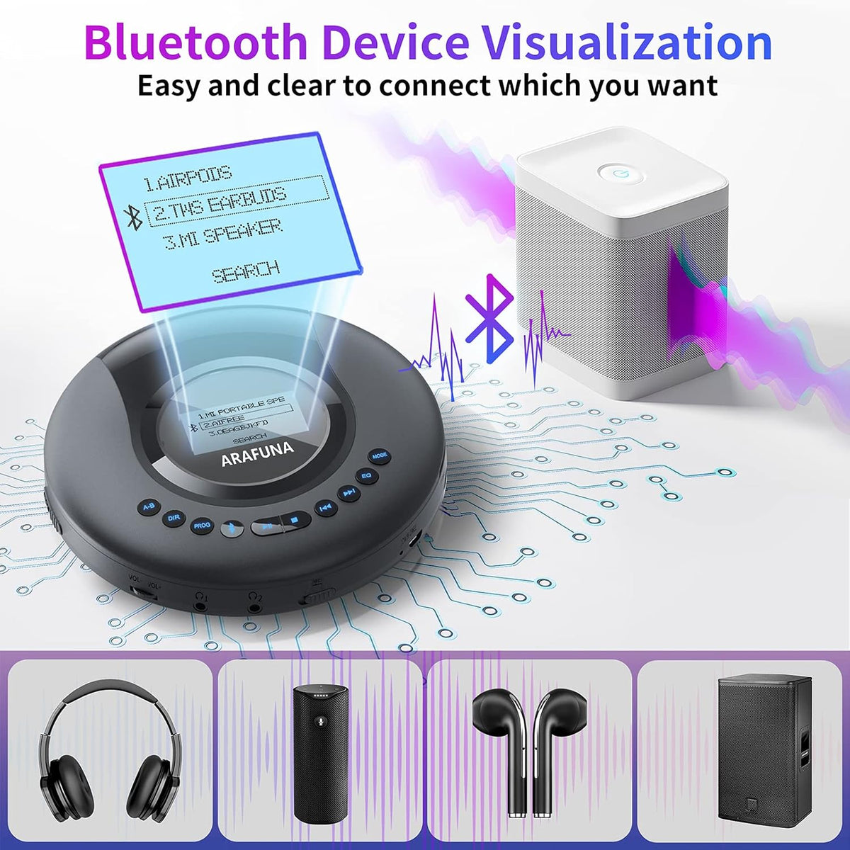 Portable CD Player with Bluetooth and LCD Screen C57613