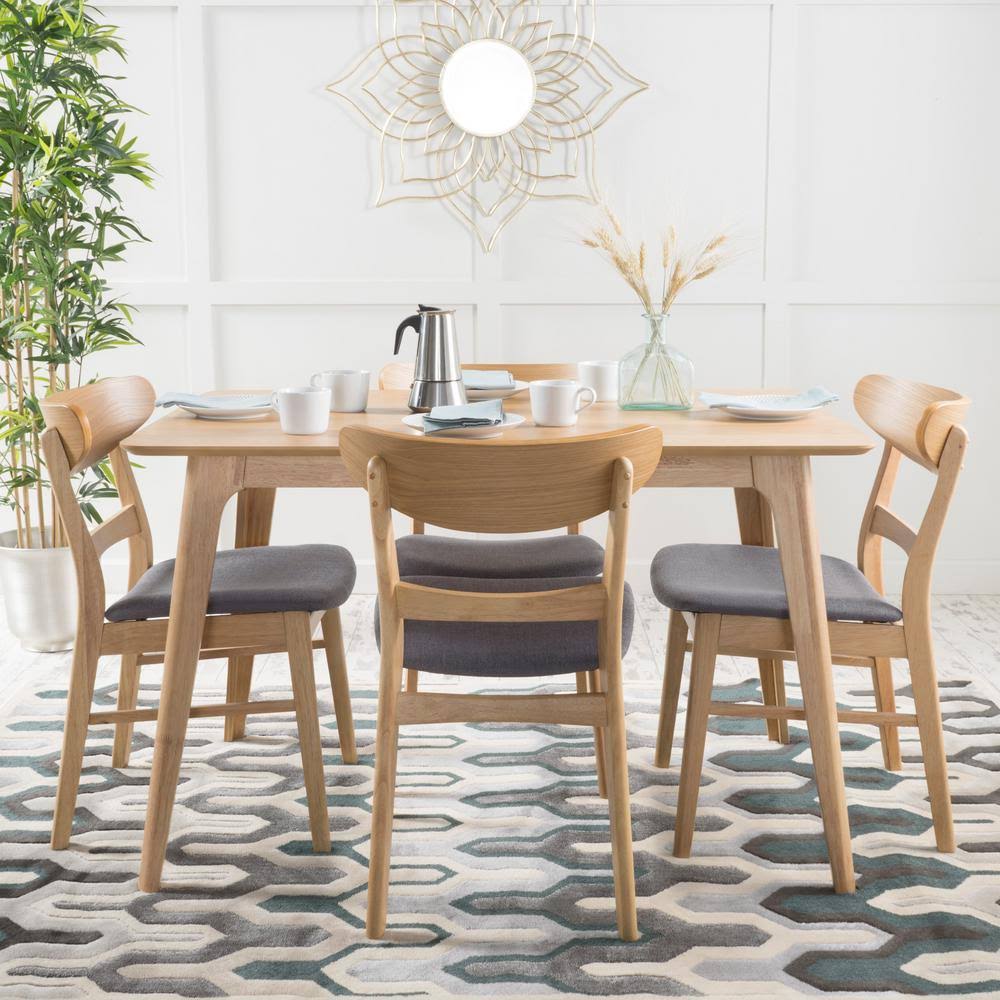 5-Piece Dark Grey and Natural Oak Dining Set G768