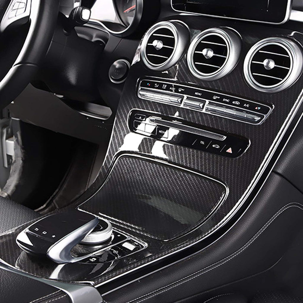 Carbon Fiber Pattern Gear Shift Panel Frame Cover Trim I906