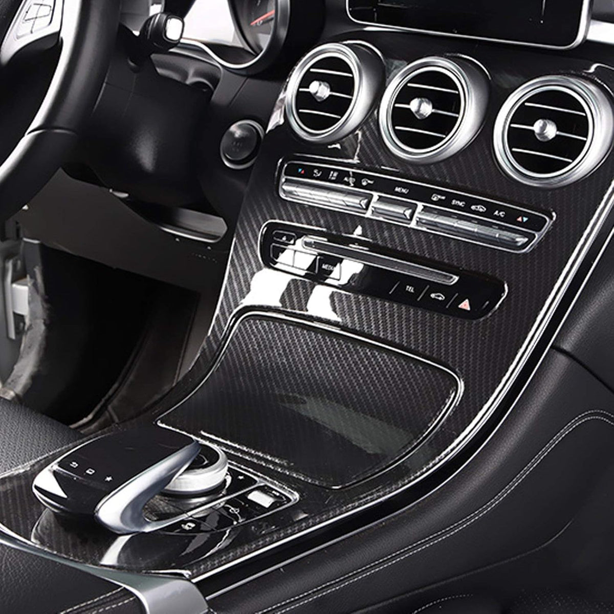 Carbon Fiber Pattern Gear Shift Panel Frame Cover Trim I906