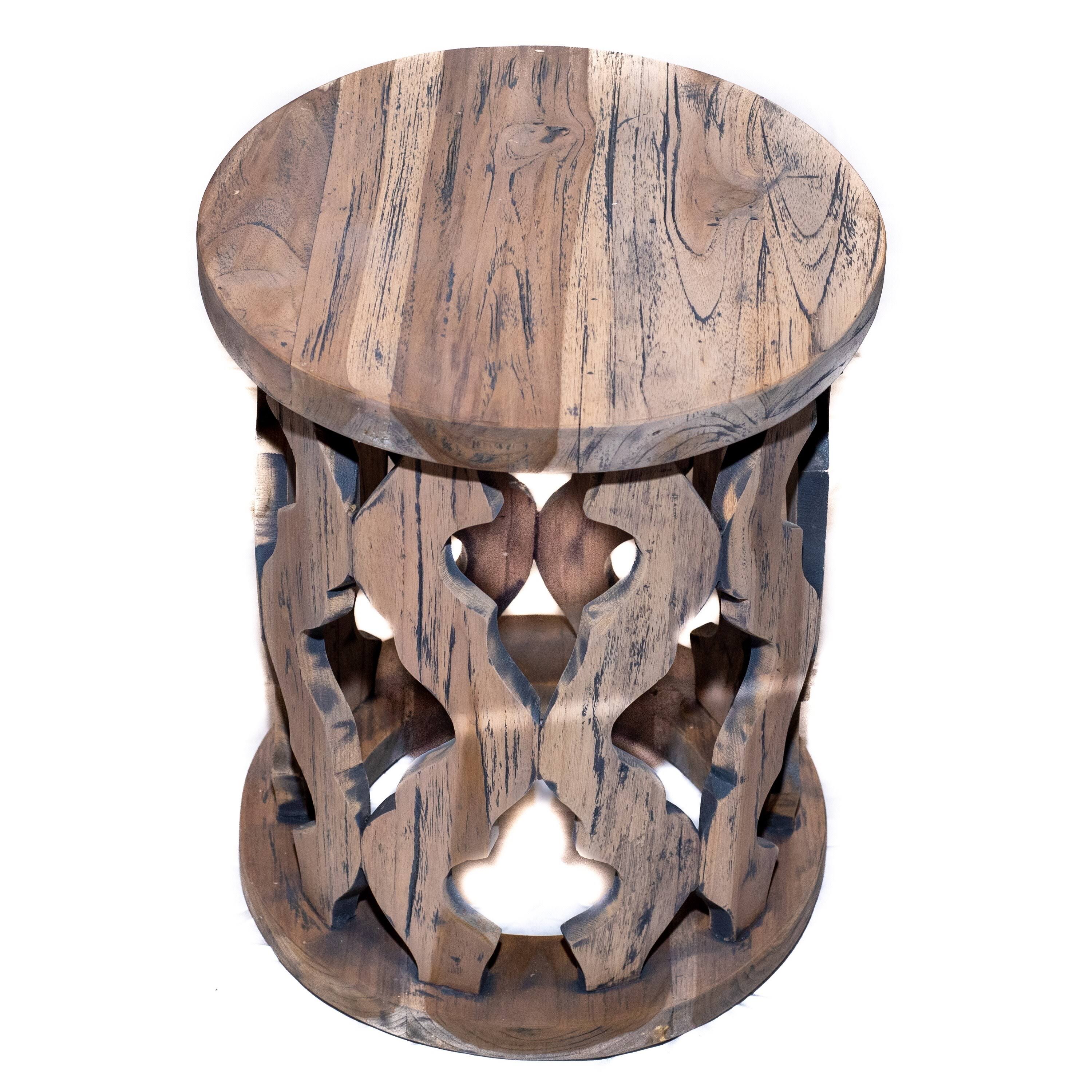 Carved Teak Wood Accent Table Y5005