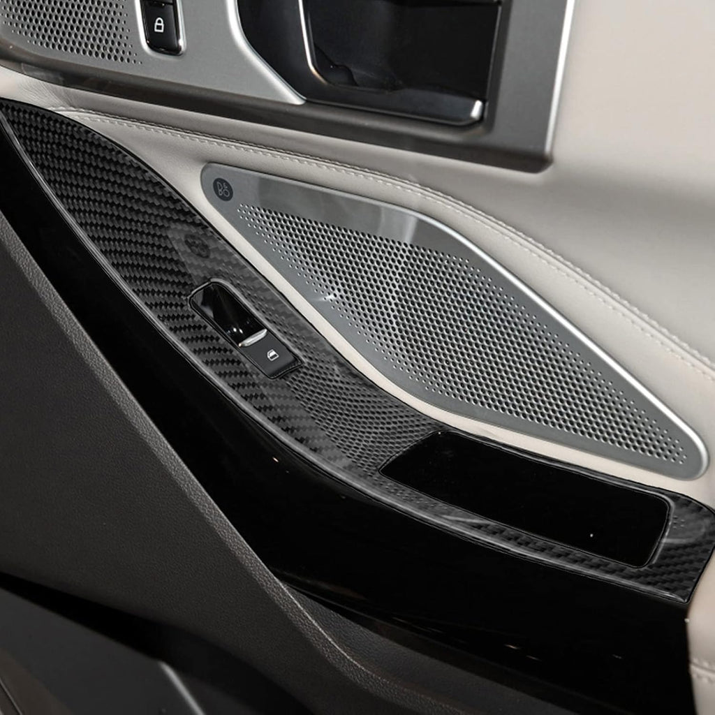 Carbon Fiber Window Lift Switch Panel Cover Trim Decal Stickers (Black) Pack of 2 V978