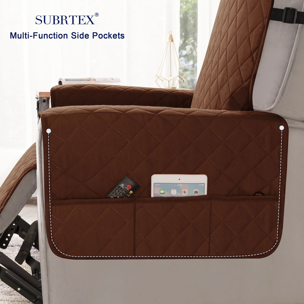 Reversible Recliner Sofa Slipcover with Side Pockets F925