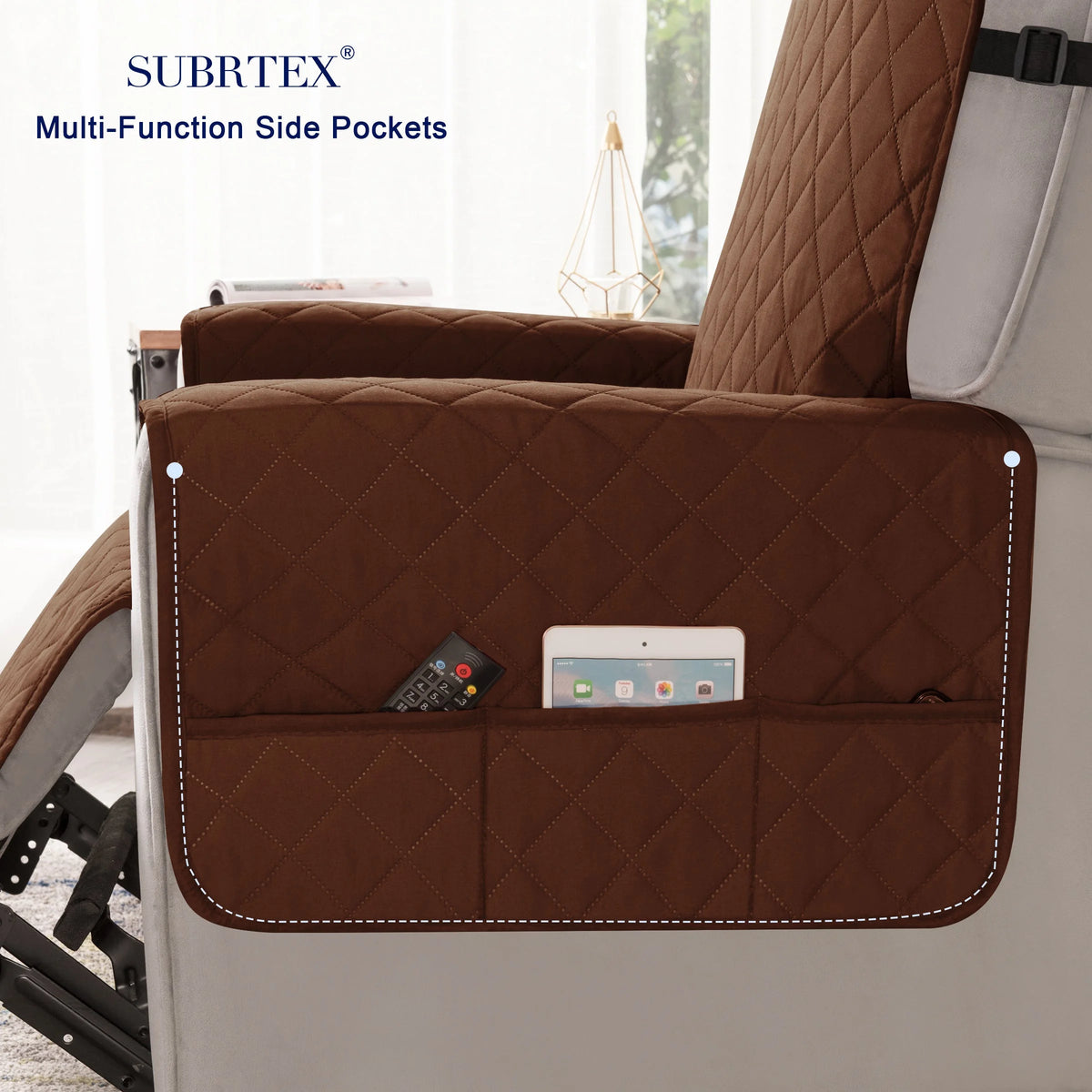 Reversible Recliner Sofa Slipcover with Side Pockets F925
