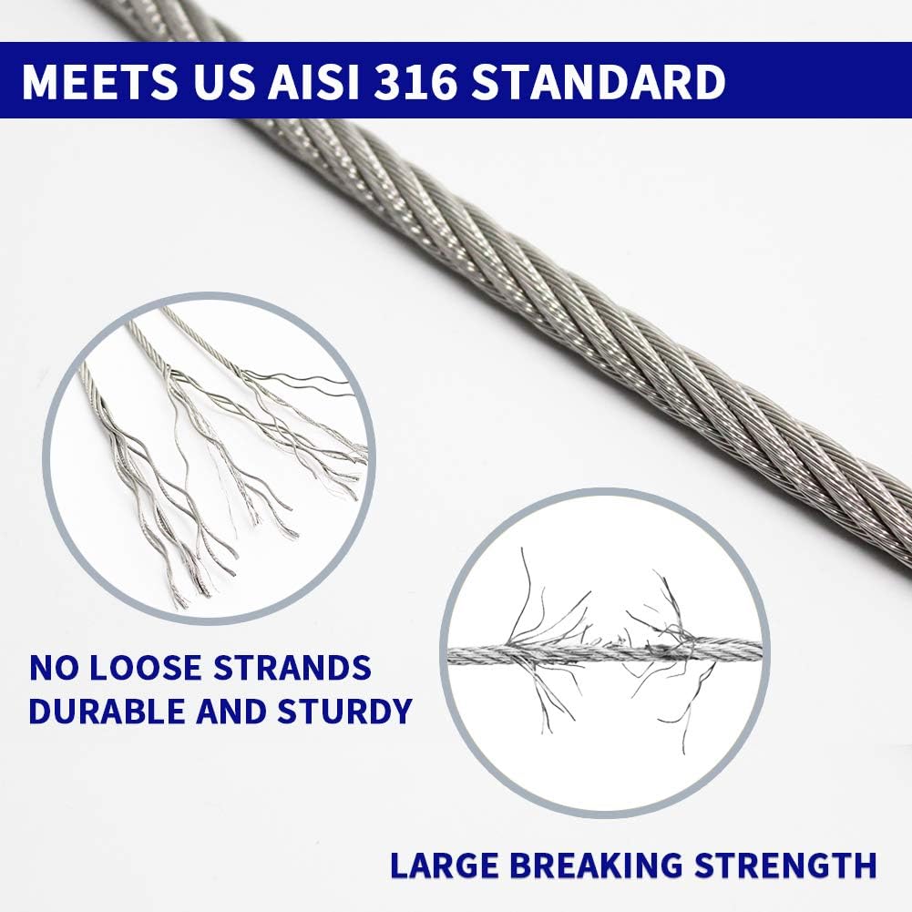 1/8 T316 Stainless Steel Cable 600FT Wire Rope C33905