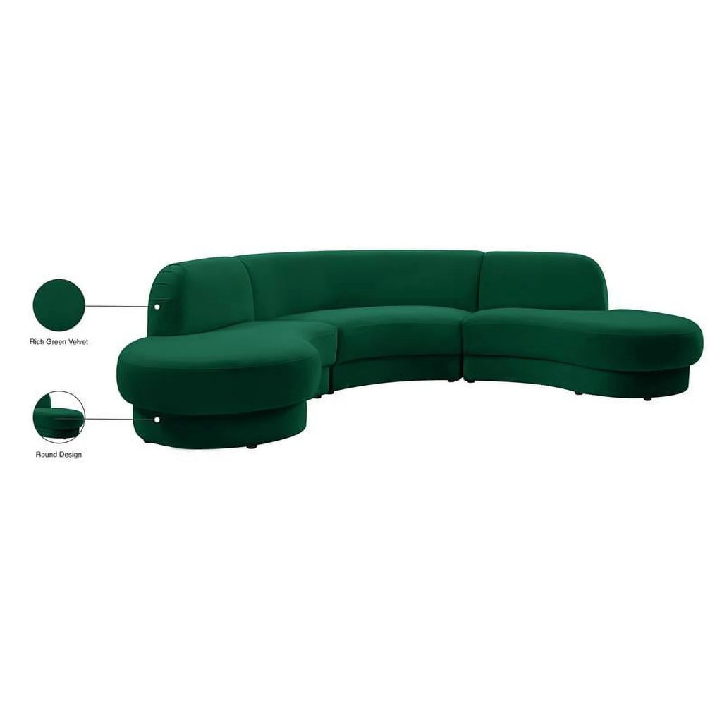 Green Velvet 3pc. Sectional M139982