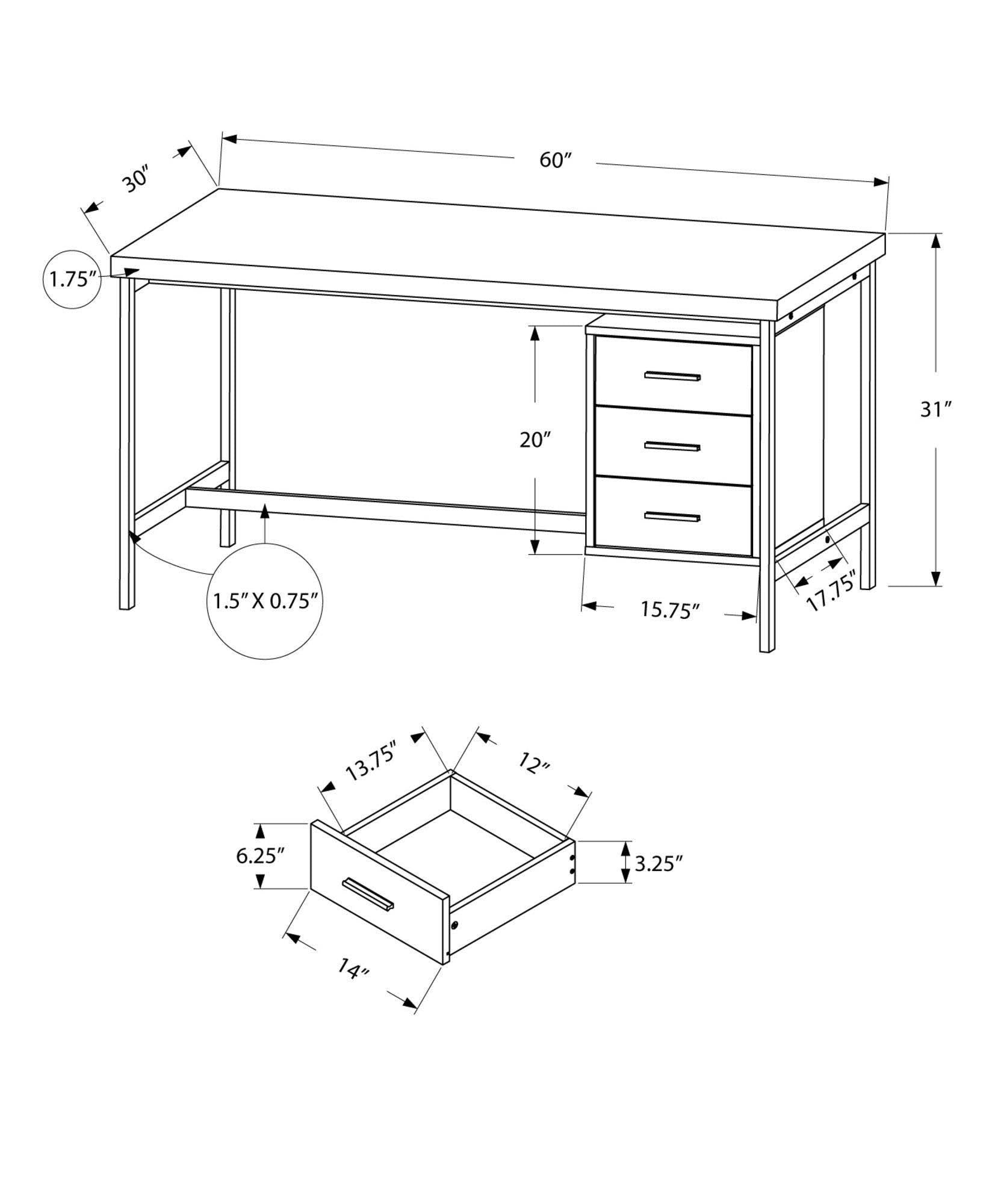 Black Grey Particle Board Metal Computer Desk P129055