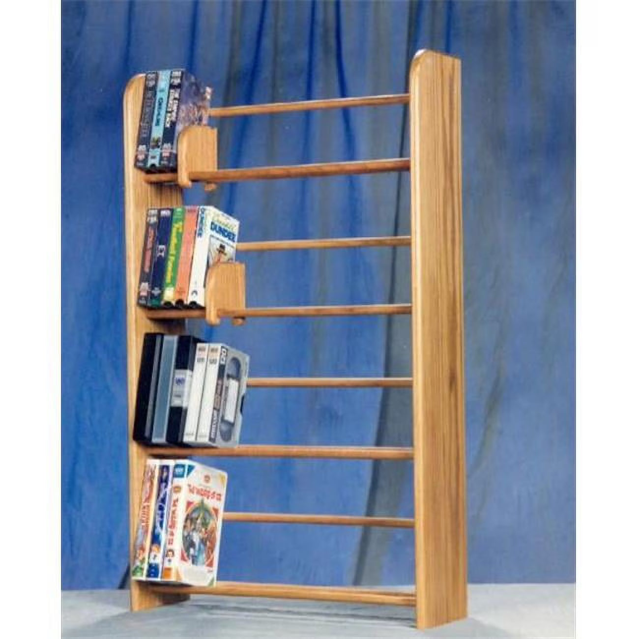 Solid Oak 4 Row Dowel DVD-VHS Rack O327146