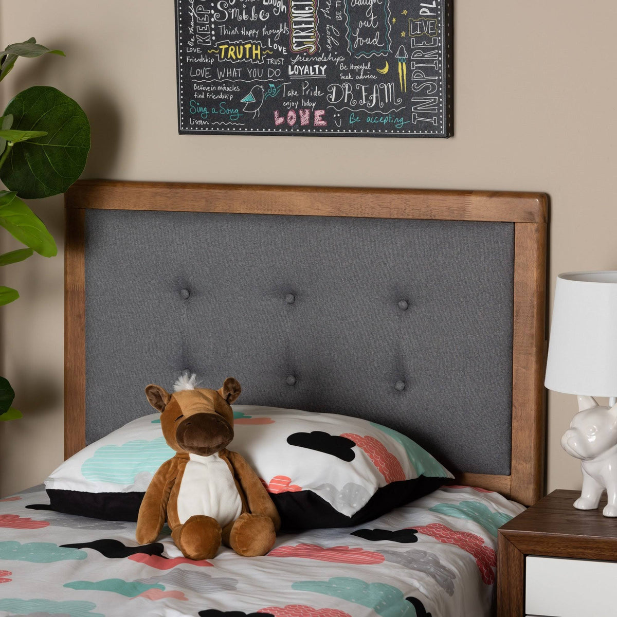 Beige Twin Size Headboard V71059