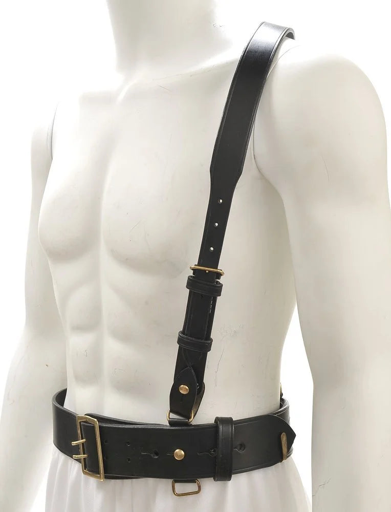 Black Leather Sam Browne Belt with Shoulder Strap C791444
