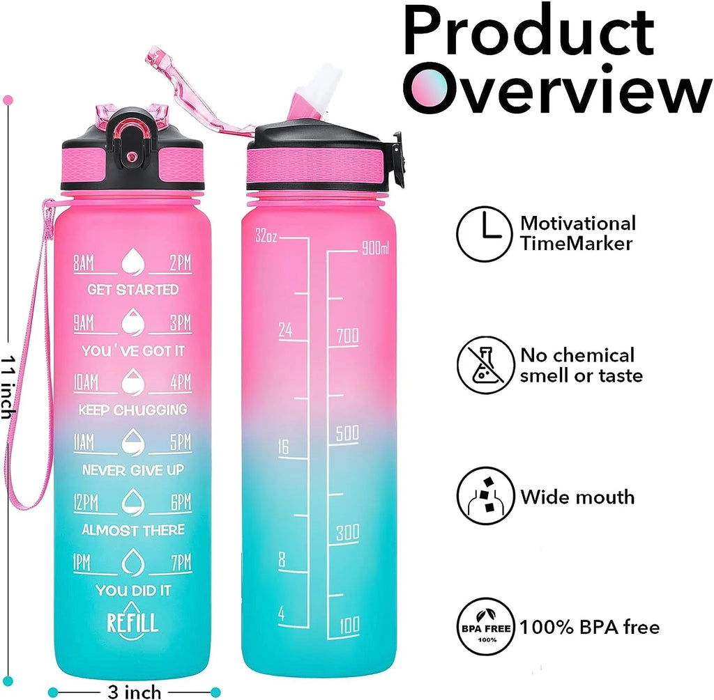 32 oz Motivational Water Bottle with Straw C6366