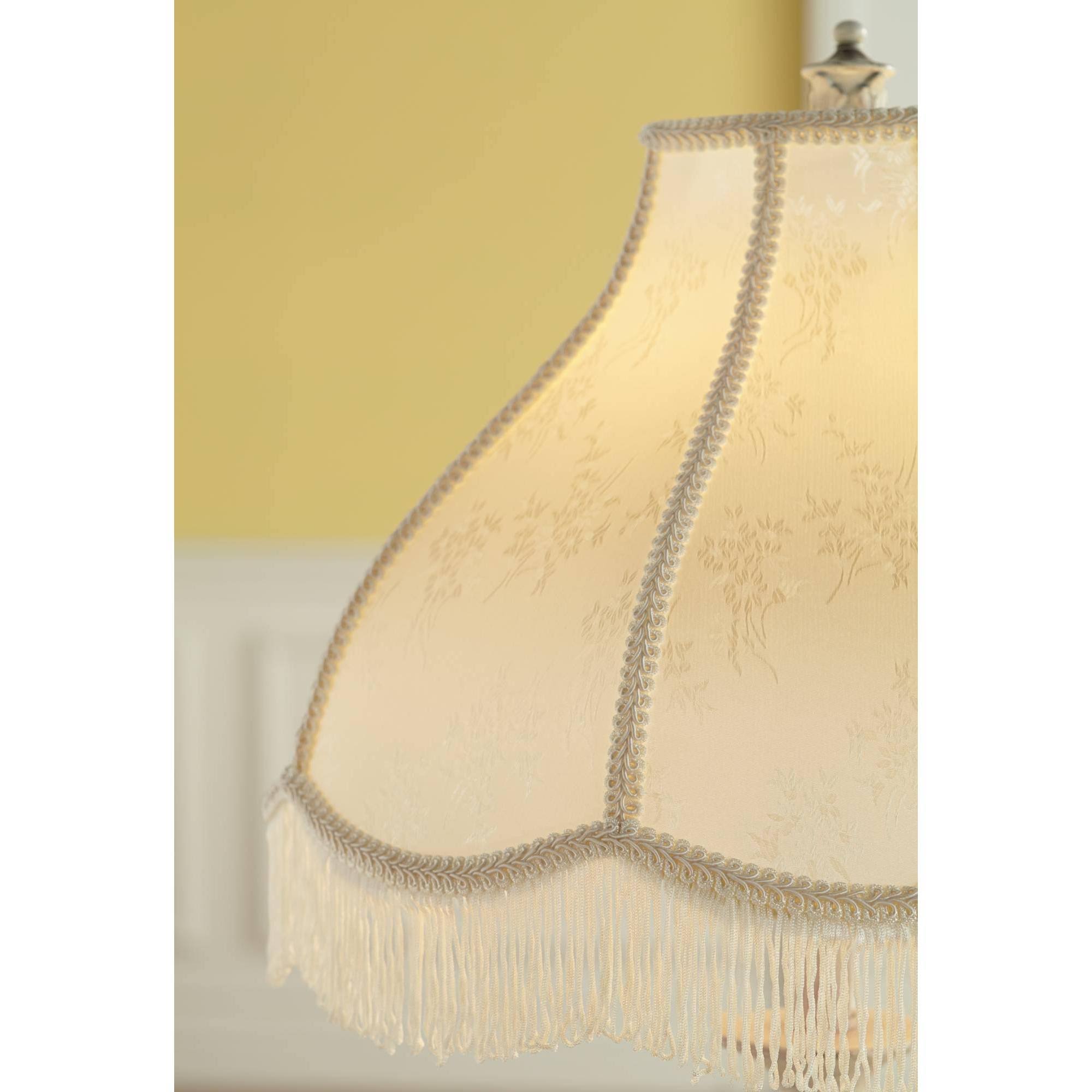 Antique White Cream Scallop Fabric Dome Shade Floor Lamp U818325