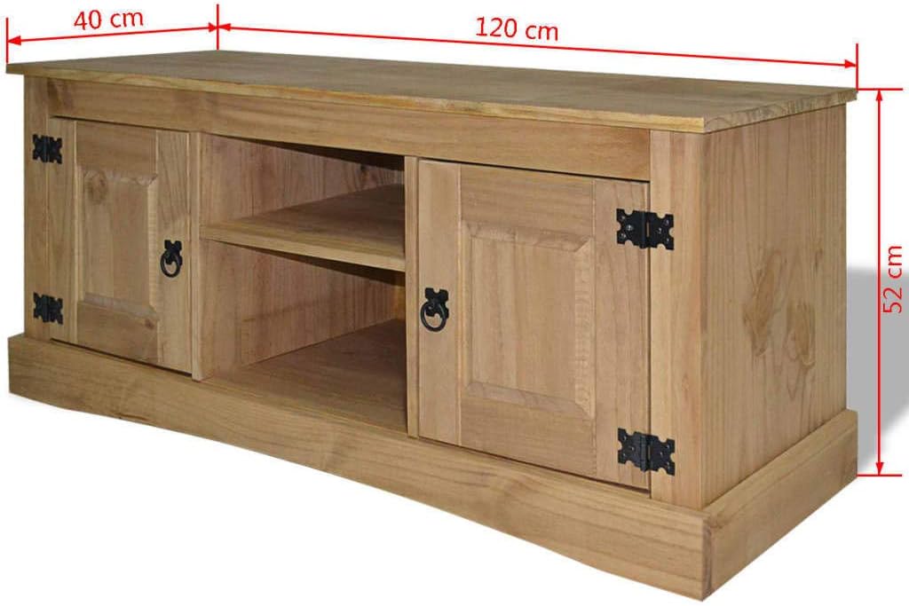 Solid Pinewood TV Cabinet Brown Media Sideboard U48202