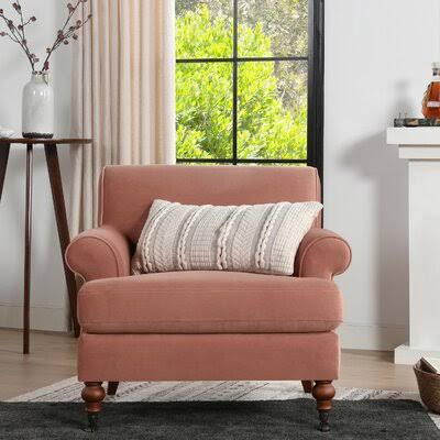 Peach Orange Velvet Armchair S6529
