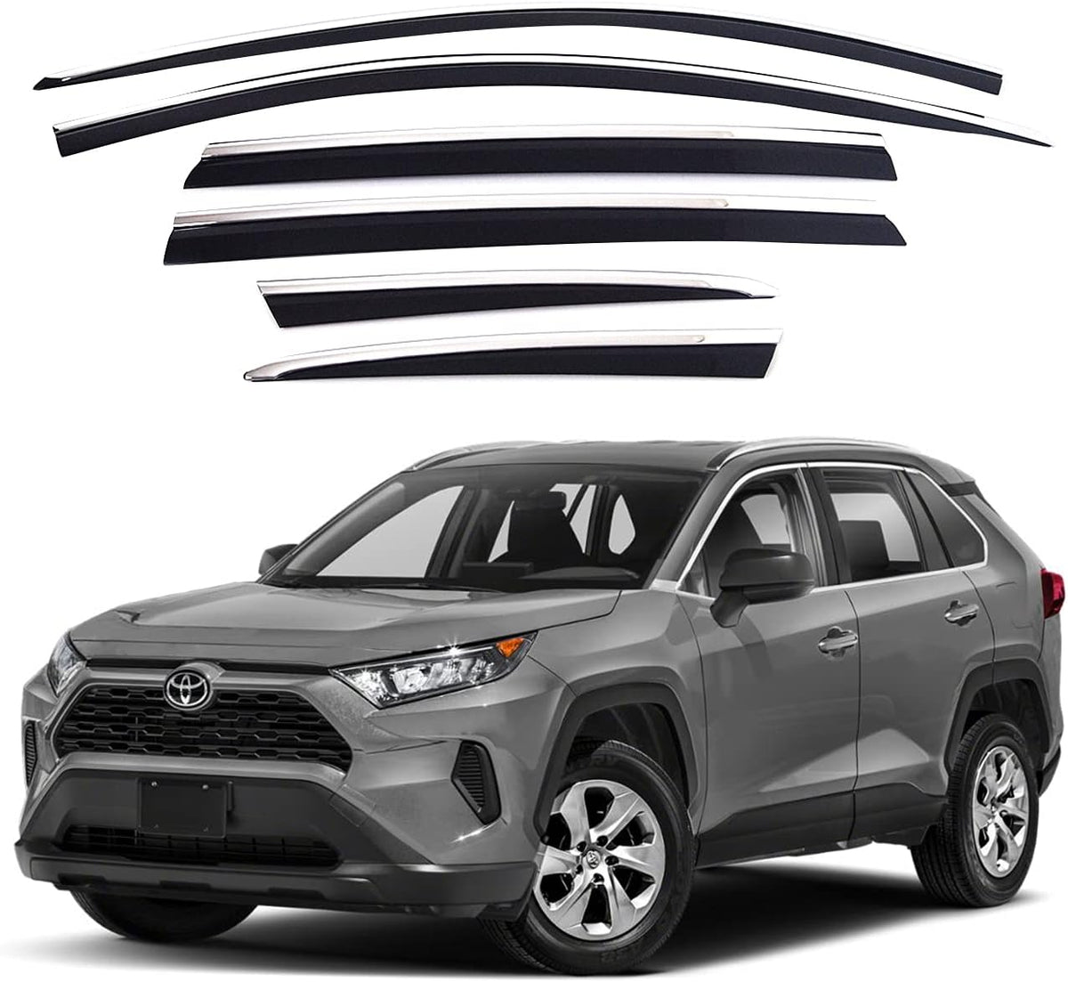 Dark Smoked Side Window Vent Visor 6 Piece Set Q64828