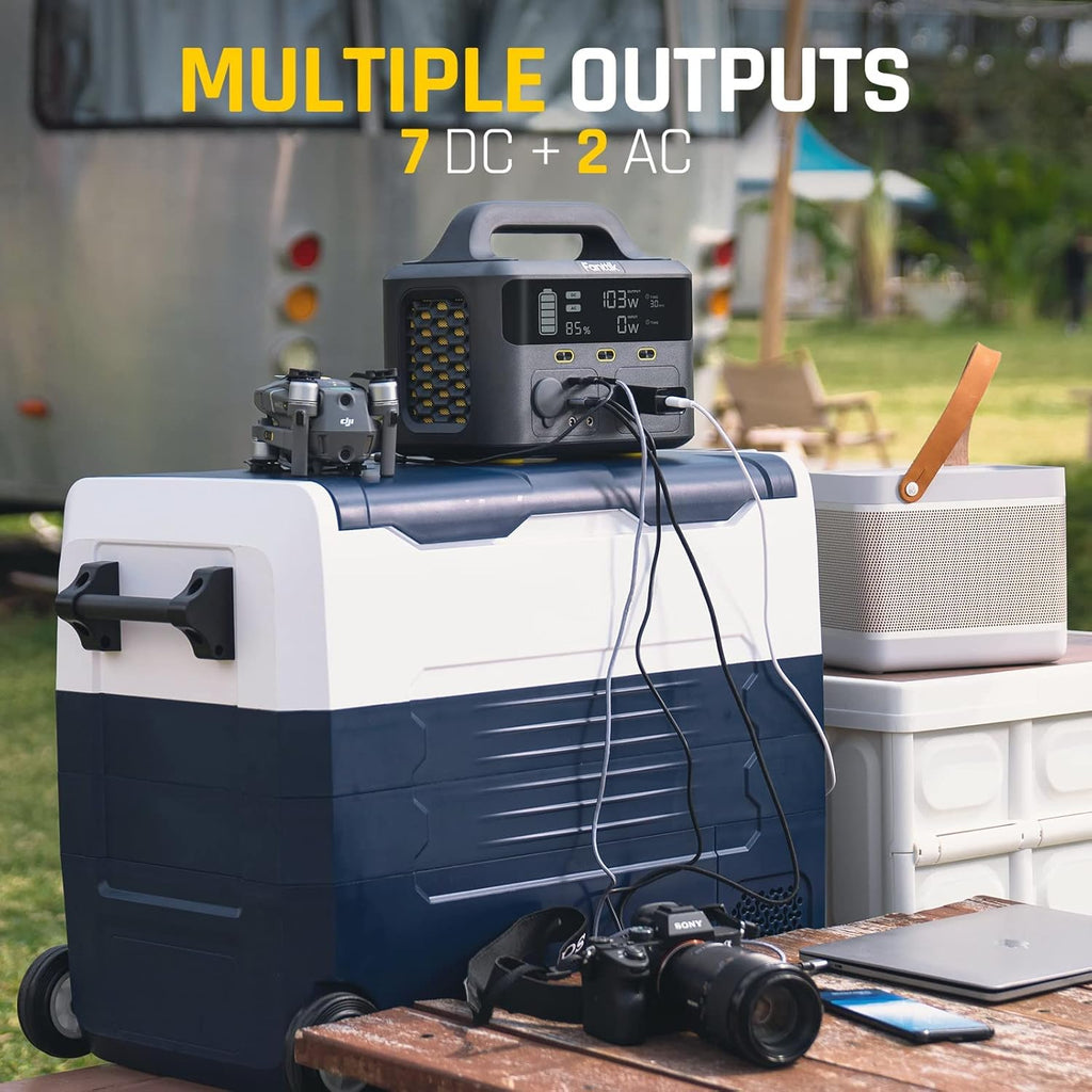 Portable Power Station 299Wh Backup Power Supply with 2 AC Outlets Pure Sine Wave Solar Generator F3350