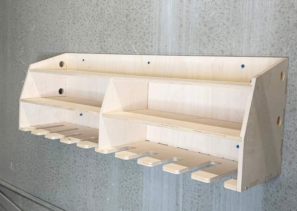 10-Slot Birch Plywood Drill Tool Holder Storage Rack P66867