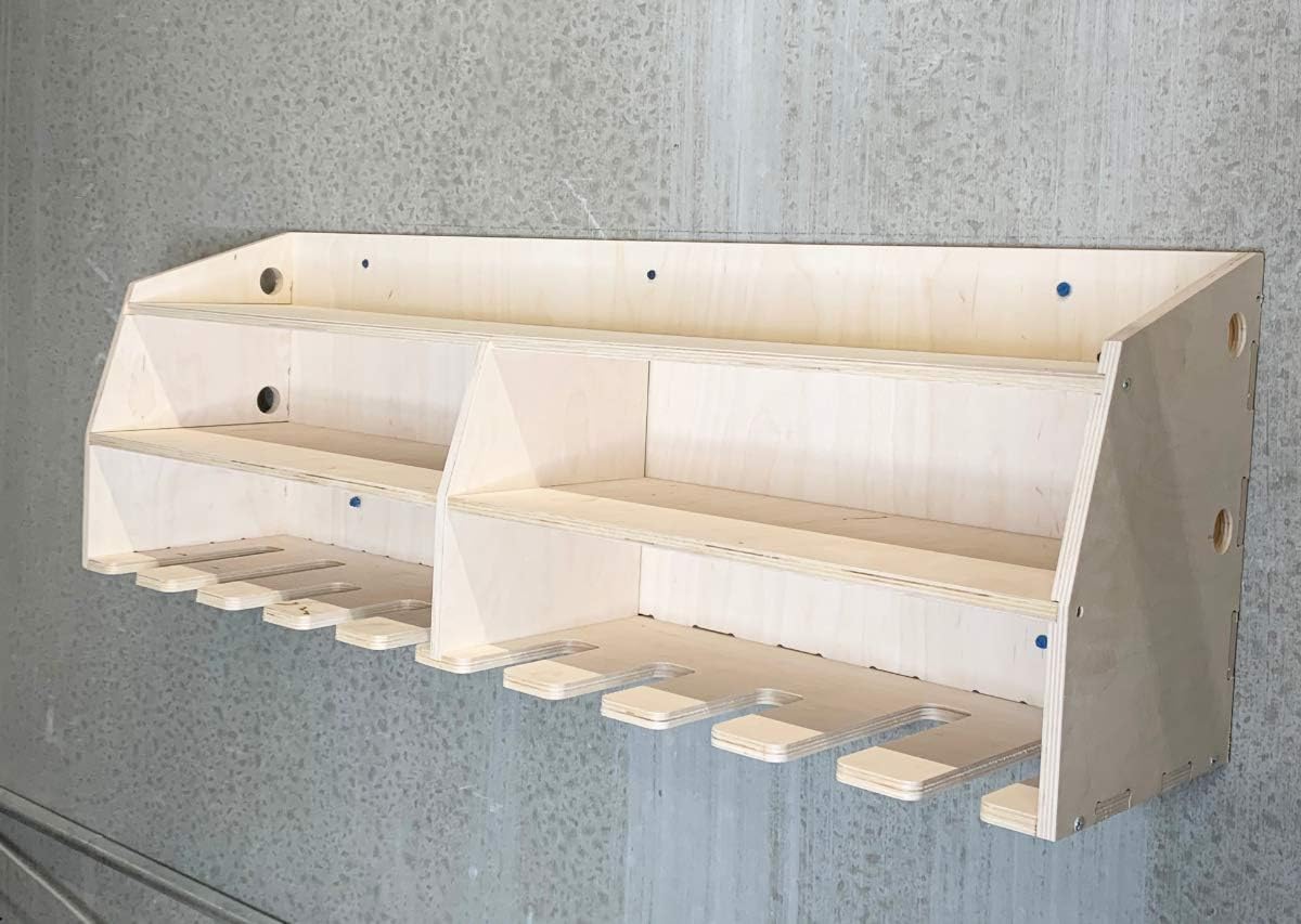 10-Slot Birch Plywood Drill Tool Holder Storage Rack P66867