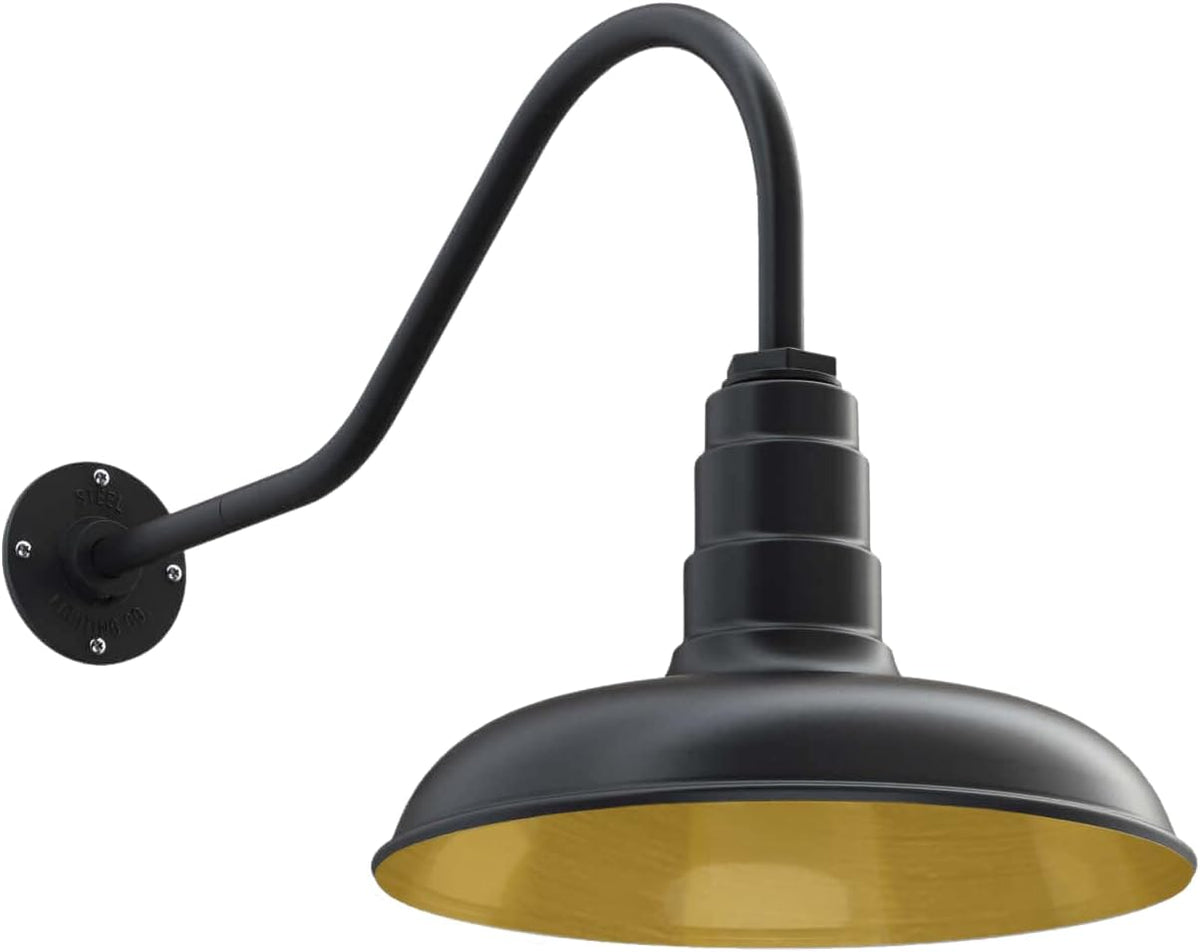 Gooseneck Barn Light with Steel Dome, 16 Gooseneck, Black Q96485