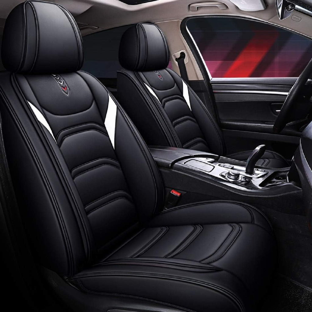 Black-red Faux Leather Universal Car Seat Covers V460283