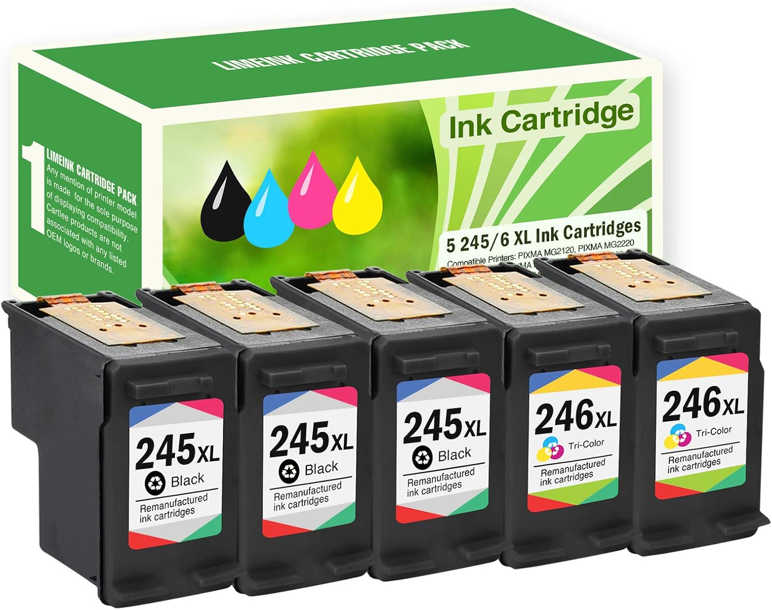 5 Pack High Yield Ink Cartridges (3 Black, 2 Color) J90418