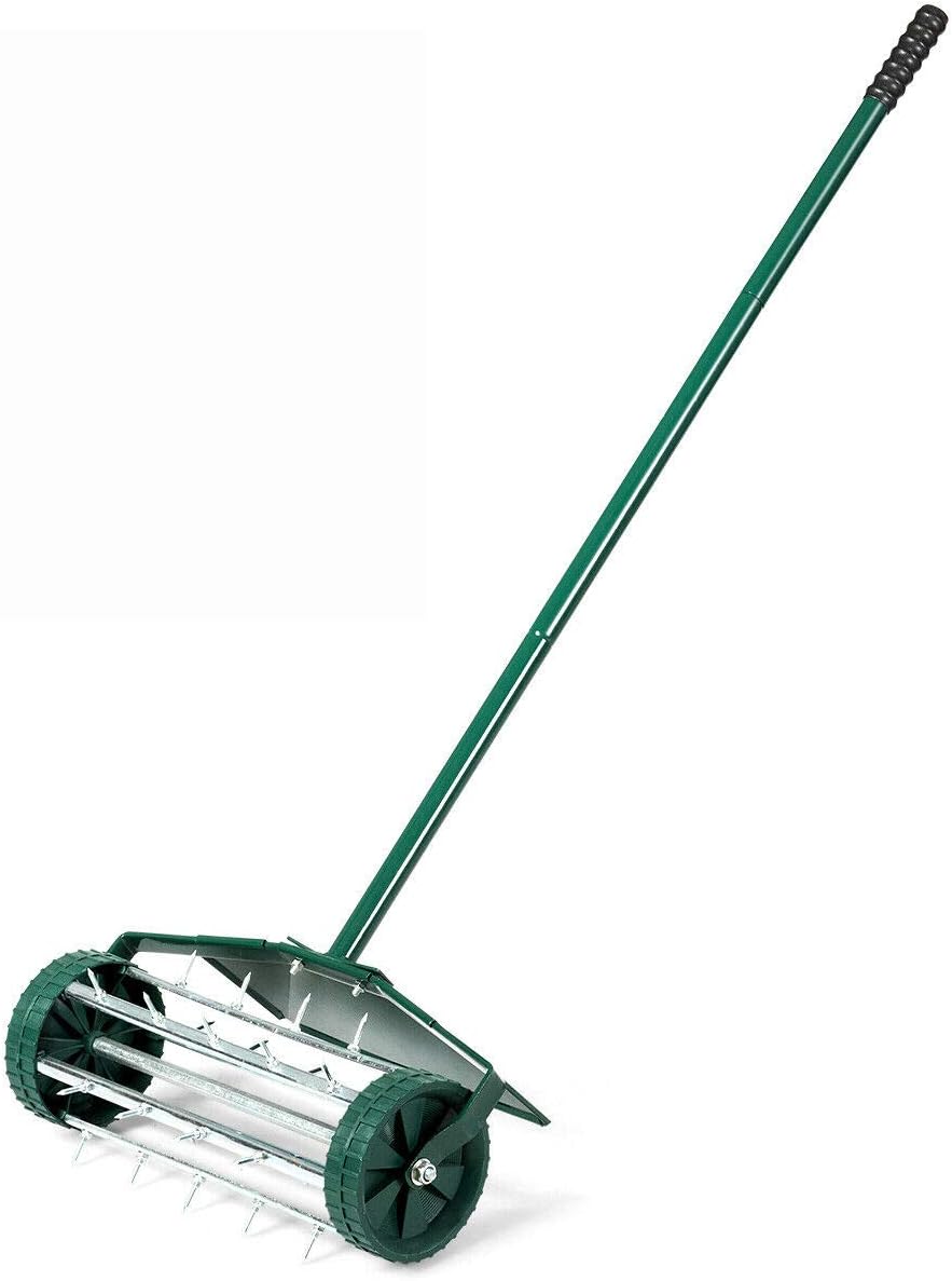 Rolling Lawn Aerator 18-inch Spike Soil Aeration, 40.5-in Handle, Pack of 2 P56261