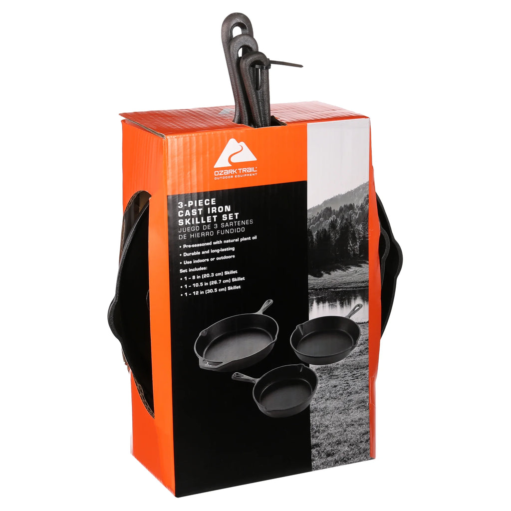 3 Piece Cast Iron Skillet Set, Pre-seasoned P607