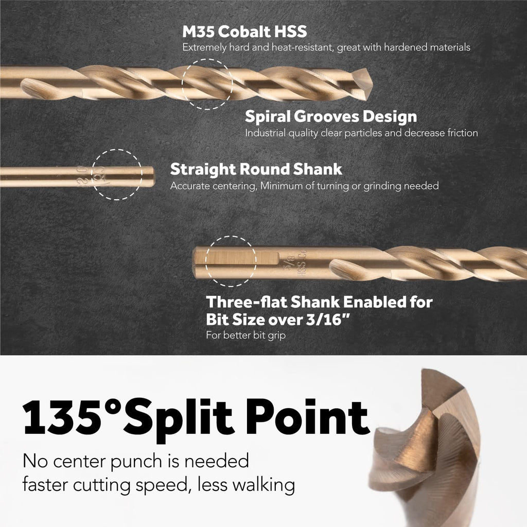 31 Pcs M35 High Speed Steel Cobalt Drill Bit Set U43872