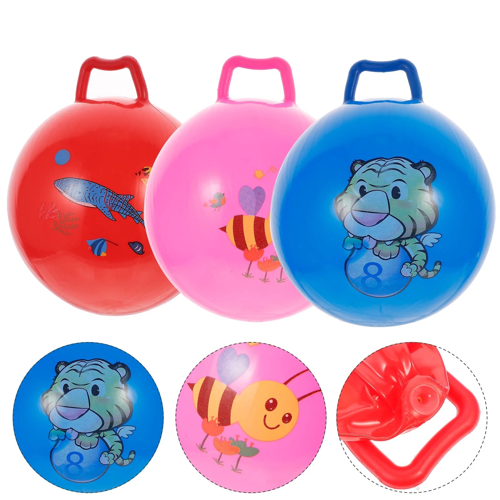3Pcs Inflatable Hopper Balls with Handle A460