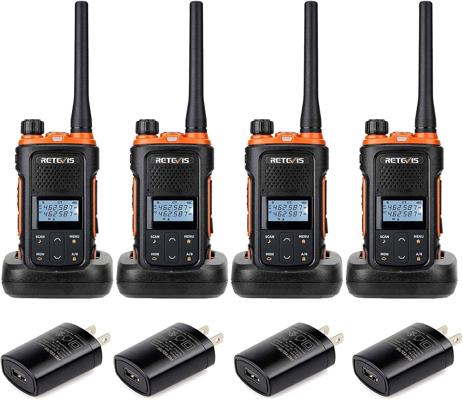 4 Pack Rechargeable 2 Way Radio with LCD Screen F11756