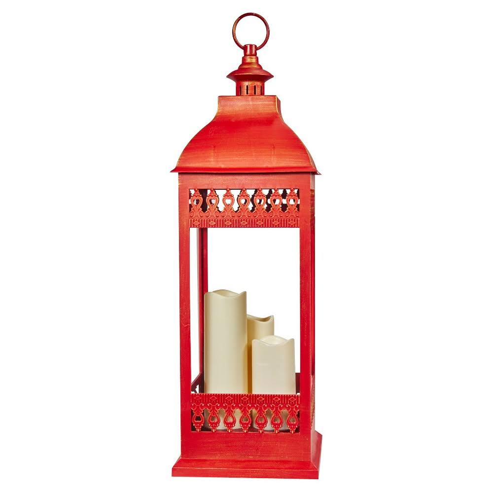 Red Triple LED Candle Lantern L824888