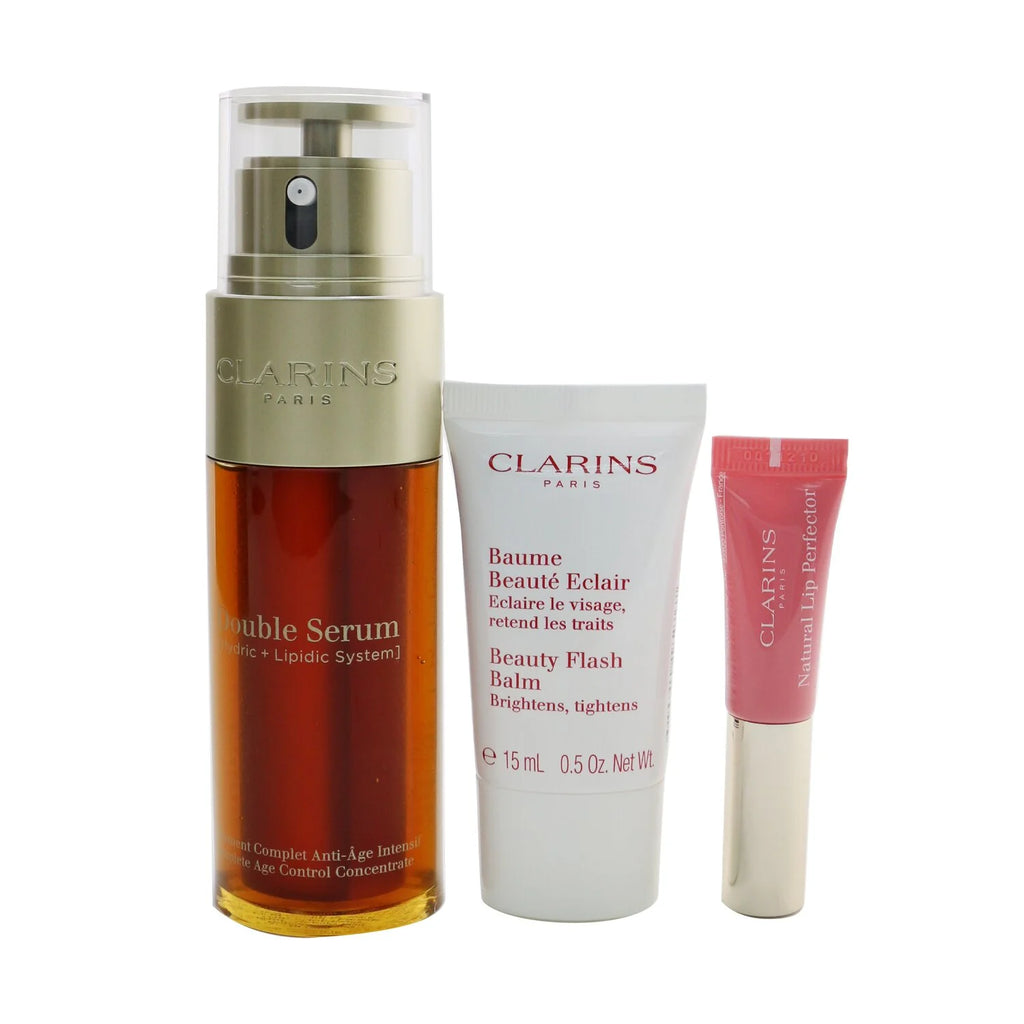 3pcs+1bag Double Serum 50ml Beauty Flash Balm 15ml Natural Lip Perfector 5ml E6274