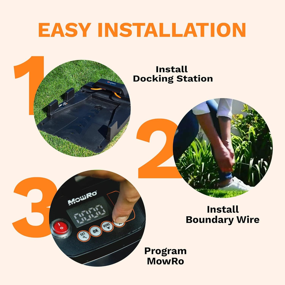 Robot Lawn Mower with 9.5-inch Cutting Width, Brushless Motor O75017
