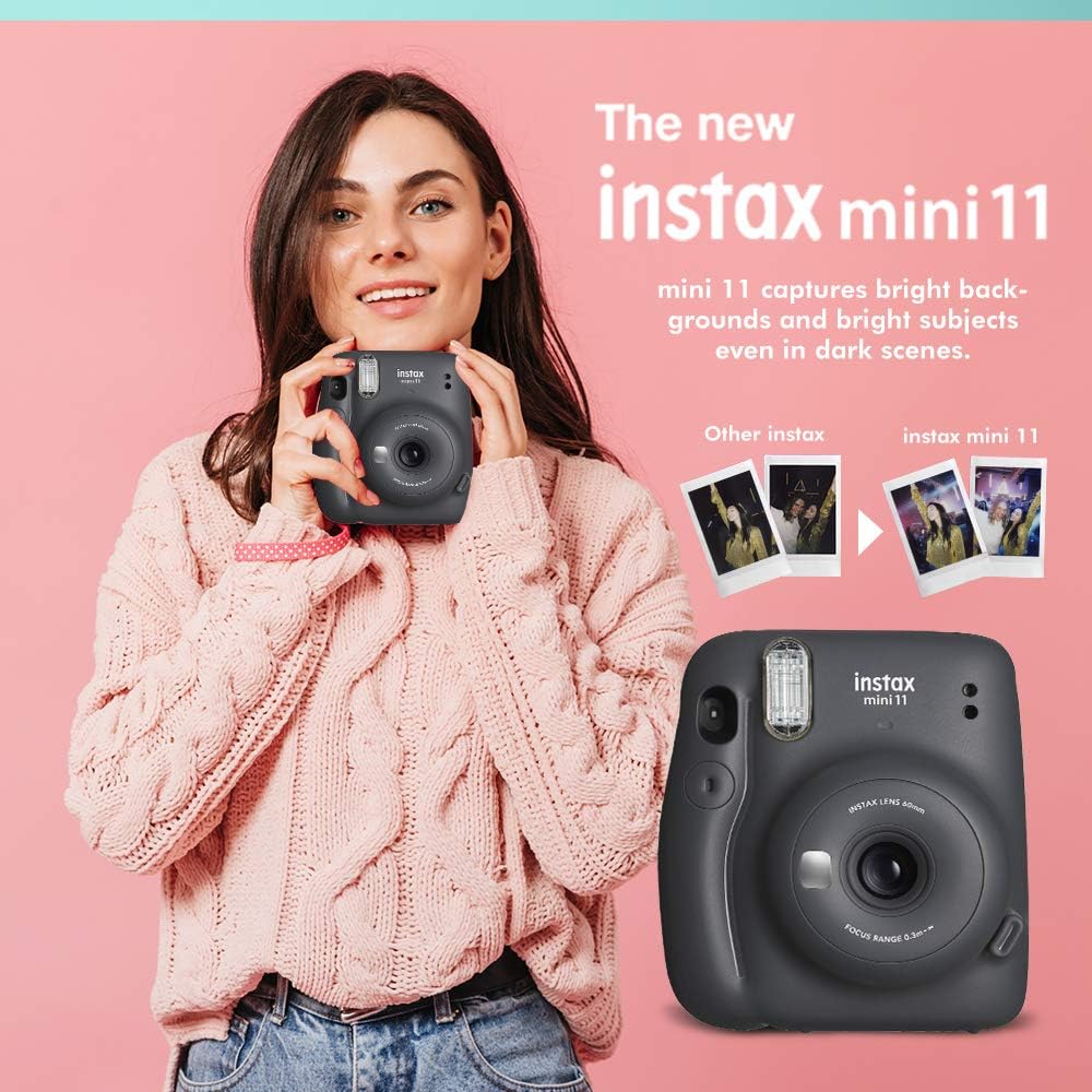 Charcoal Grey Instant Film Camera with 80 Exposures W8447
