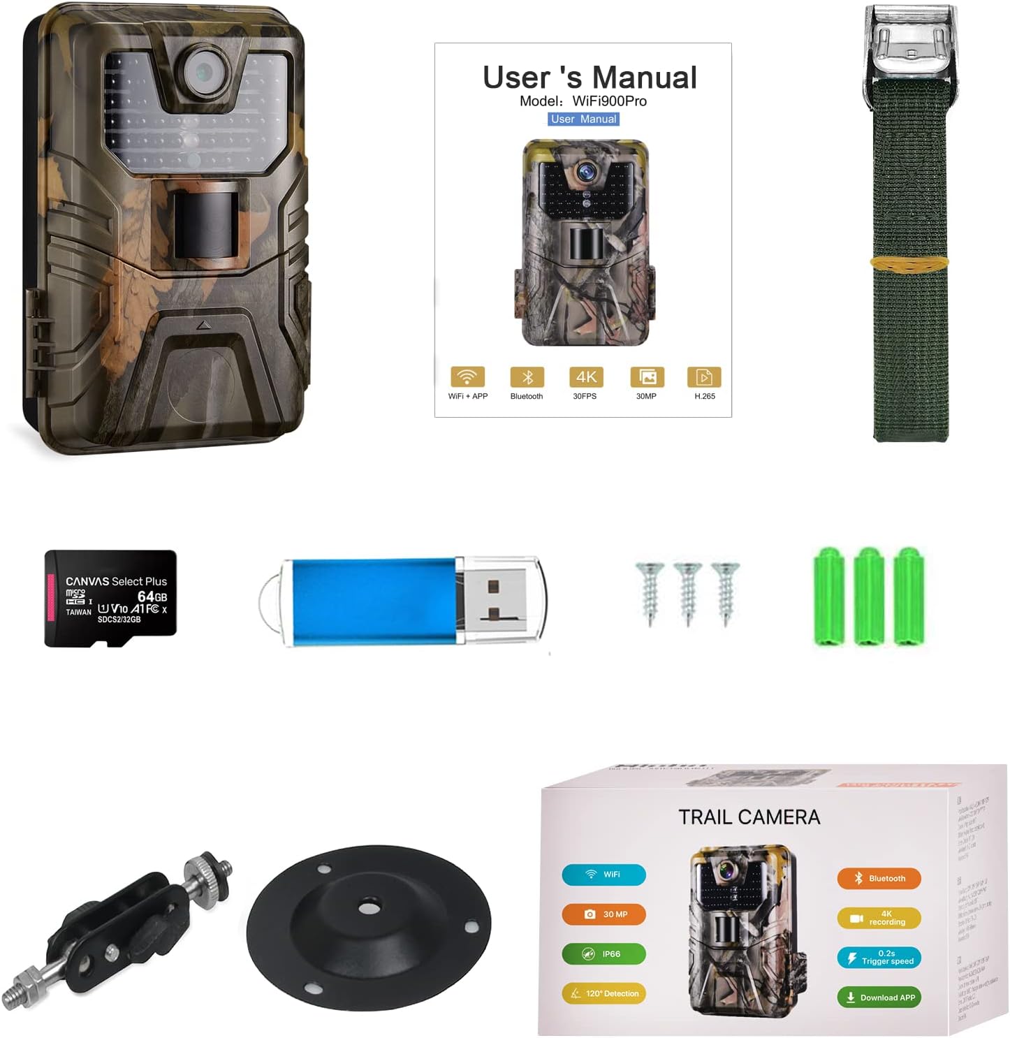 30 MP 4K Bluetooth Wireless Trail Camera with Night Vision U98005