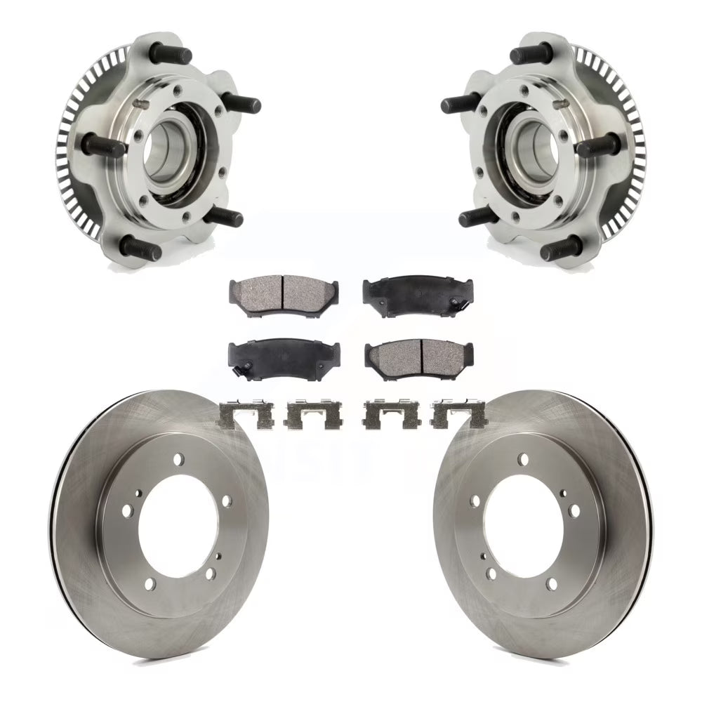 Front Hub Bearing Assembly With Disc Brake Rotors And Ceramic Pads Kit Y461
