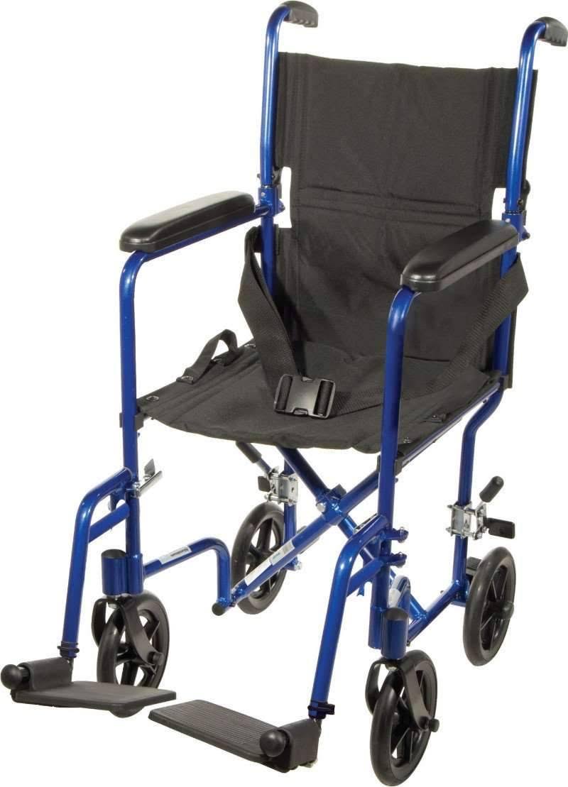 Lightweight Transport Wheelchair, 19x22 Seat, Silver P4906