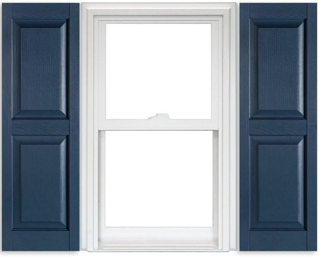 White Vinyl Raised Panel Shutters 15 Inch x 51 Inch Pack of 2 J982