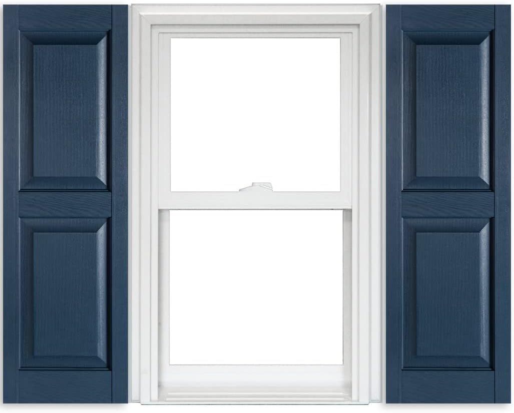 White Vinyl Raised Panel Shutters 15 Inch x 51 Inch Pack of 2 J982