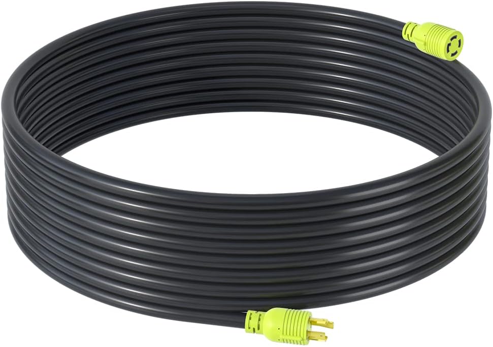4 Prong 30 Amp Generator Extension Cord, NEMA L14-30P/L14-30R, 10 Gauge SJTW, Twist Lock Plug, 125/250V, 7500W, 20FT, Pack of 2 N260