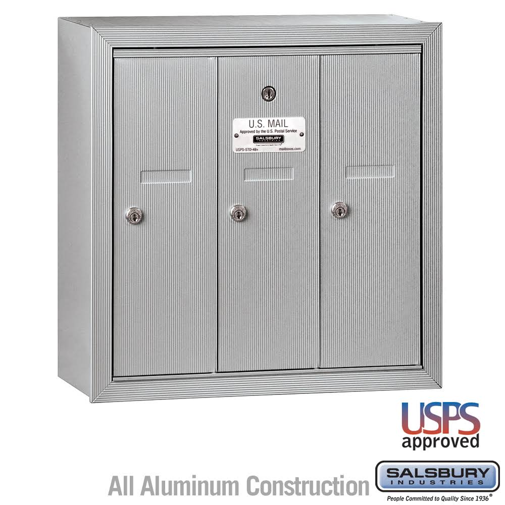 Vertical Mailbox - 3 Doors - Aluminum - Surface Mounted H8775