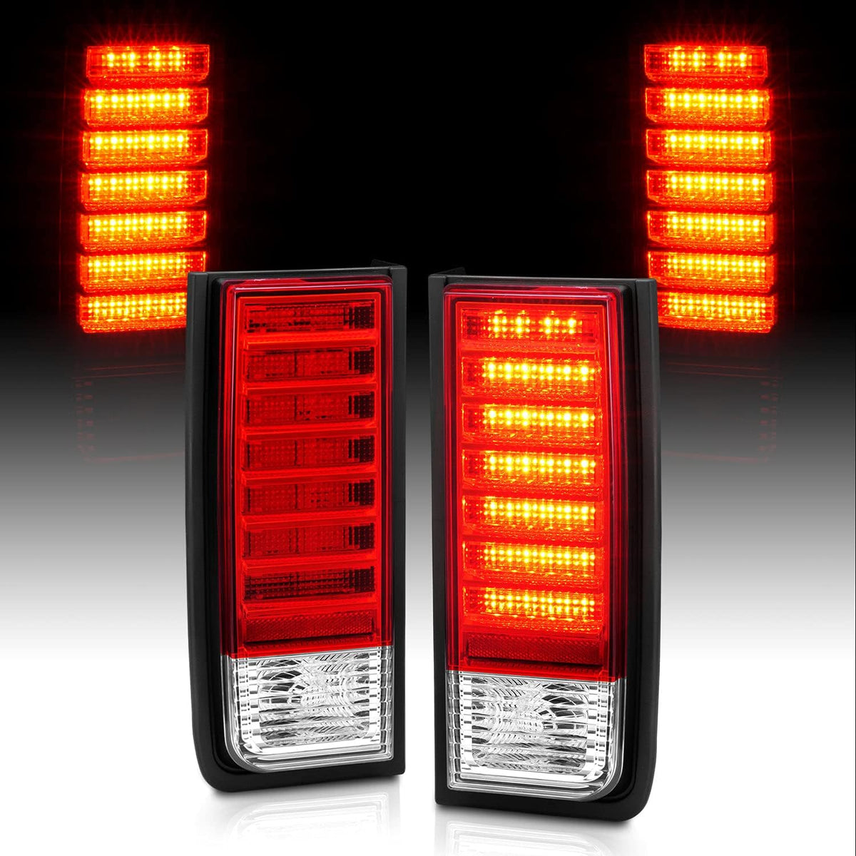 Red/Clear LED Brake Turn Signal Tail Lights Set for Hummer H2 Y327