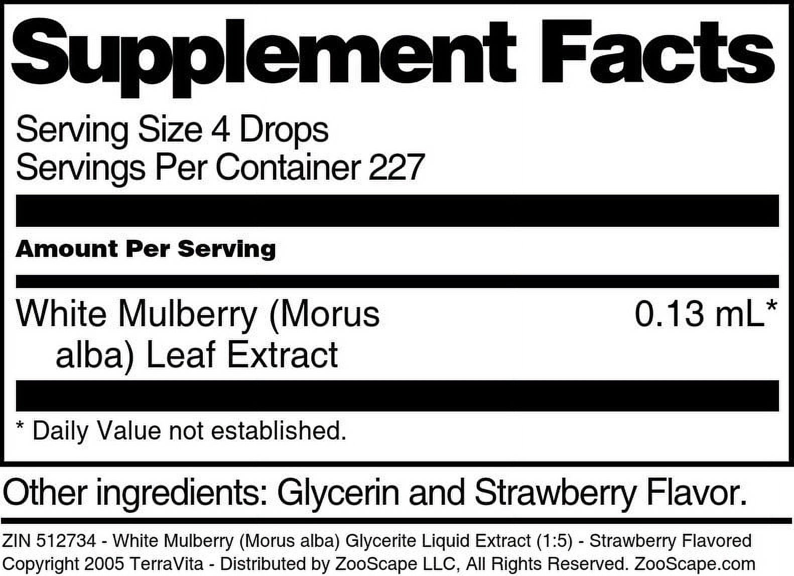 White Mulberry Glycerite Liquid Extract, Strawberry Flavored, 1 oz, 2-Pack P65477